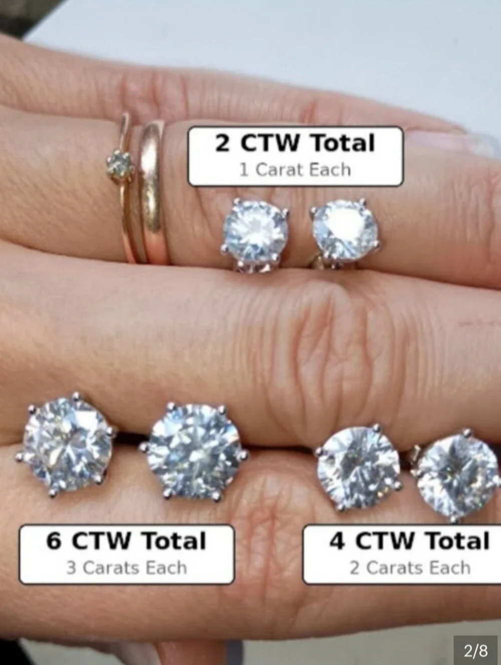 Huge 6CT Moissanite Prong Studs Earrings Real 925 Silver 18k G/P GRA Certificate